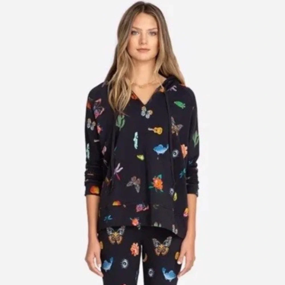 Johnny Was Black Butterfly Print Sweatshirt - Picture 2 of 5